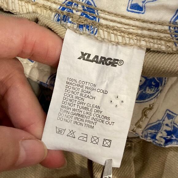 XLARGE Pants Men W32, Beige,Logo-Print,Zip,Pocket,Cotton100% - Picture 13 of 16